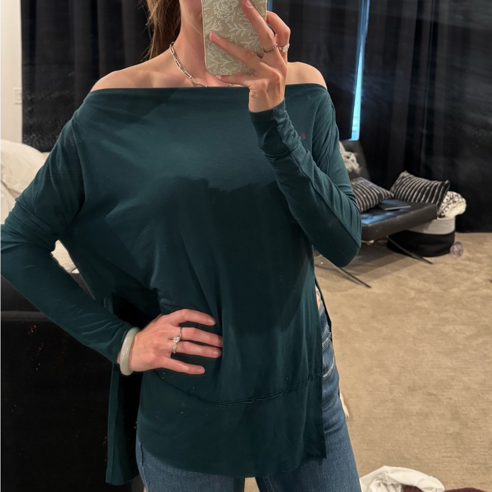 Free People We The Free Teal Off shoulder top